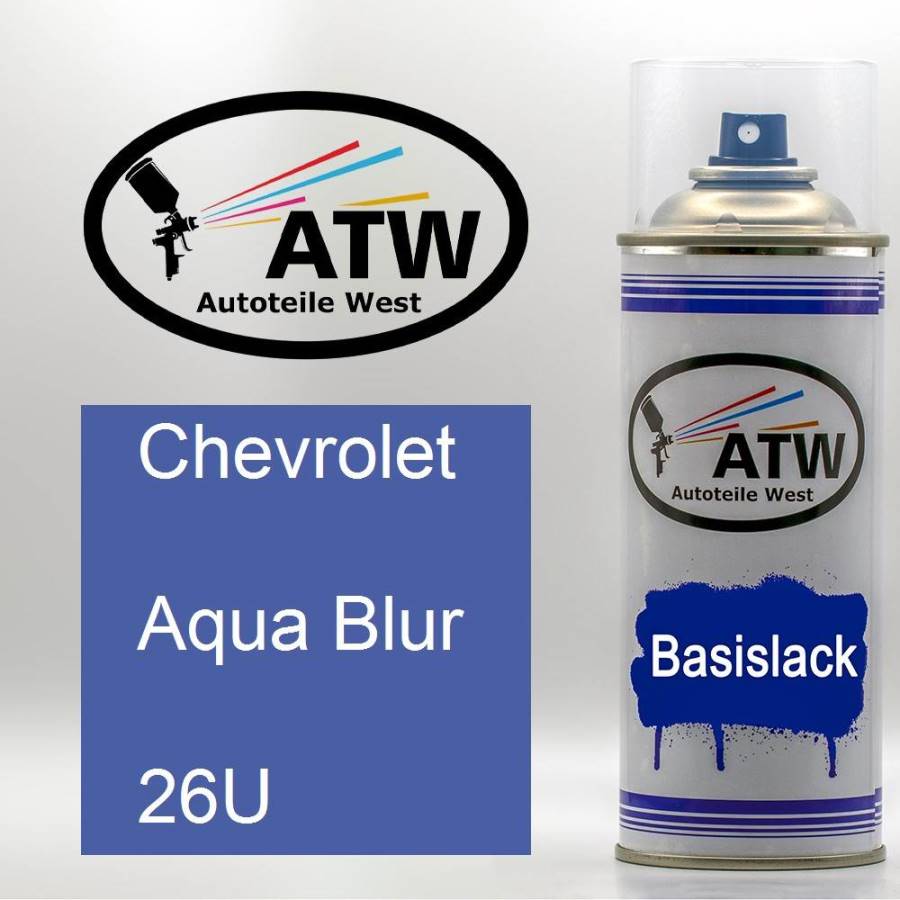Chevrolet, Aqua Blur, 26U: 400ml Sprühdose, von ATW Autoteile West.